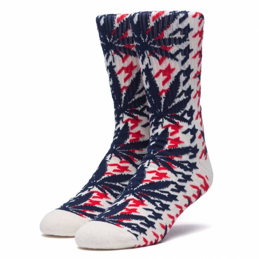Huf Houndstooth Plantlife Crew Sock - Scarlet