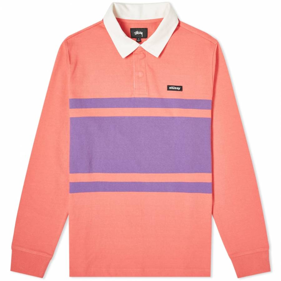Stussy Stanley Ls Rugby Polo - Red 