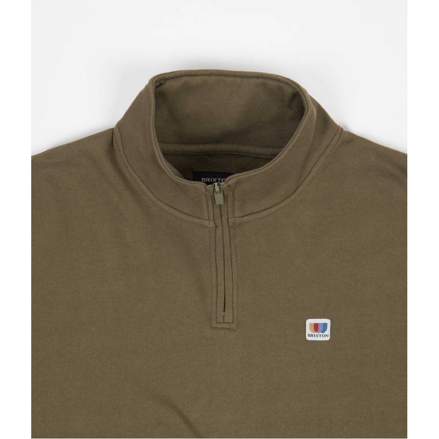 Brixton Alton 1/4 Zip Mock Neck - Miltary Olive / Caramel