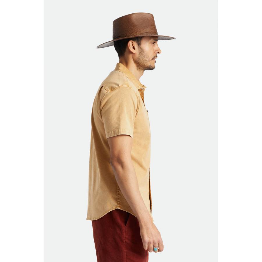 Brixton Charter Oxford S/S Woven - Medal Bronze Sun Wash