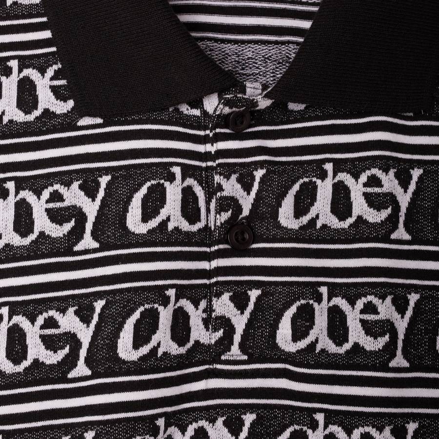 Obey Wergner Jacqard Long Sleeve Polo - Black Multi