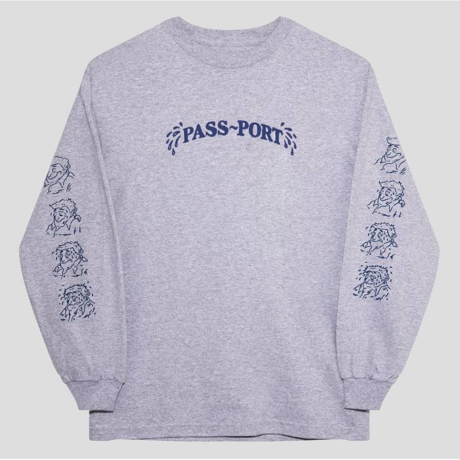 Pass Port Sweaty Puff Print L/S Tee - Ash