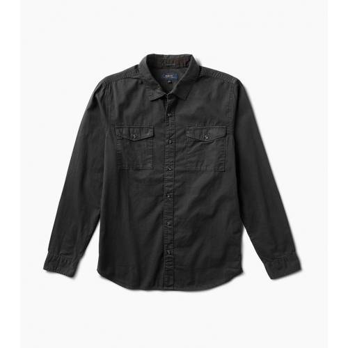 Roark Well Worn Organic Cotton Long Sleeve Buttom Up Shirt - Black