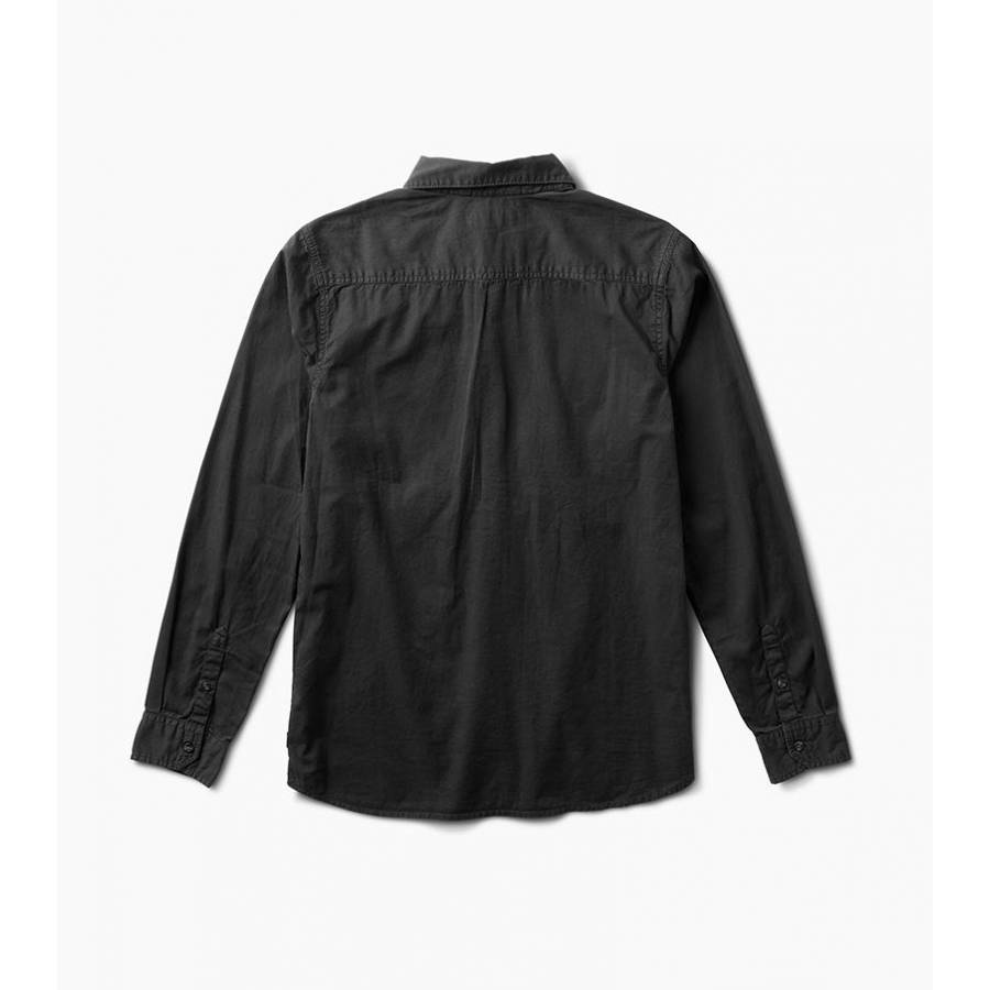 Roark Well Worn Organic Cotton Long Sleeve Buttom Up Shirt - Black