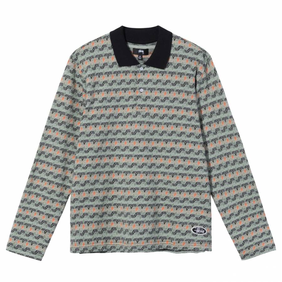 Stussy Diamond Pattern Polo - Olive