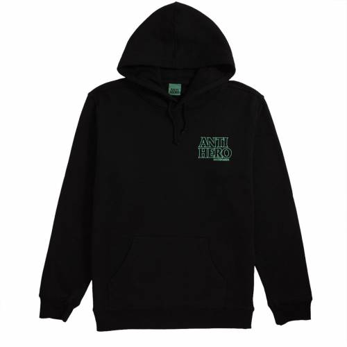 Anti Hero Lil Black Hero Outline Emb Hoodie - Black / Green
