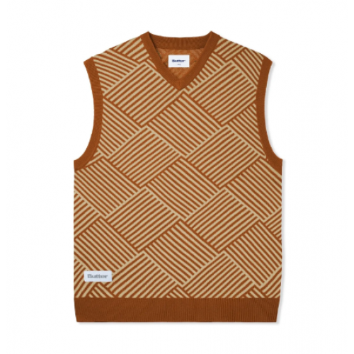 Butter Goods Parquet Knit Vest - Brown / Tan
