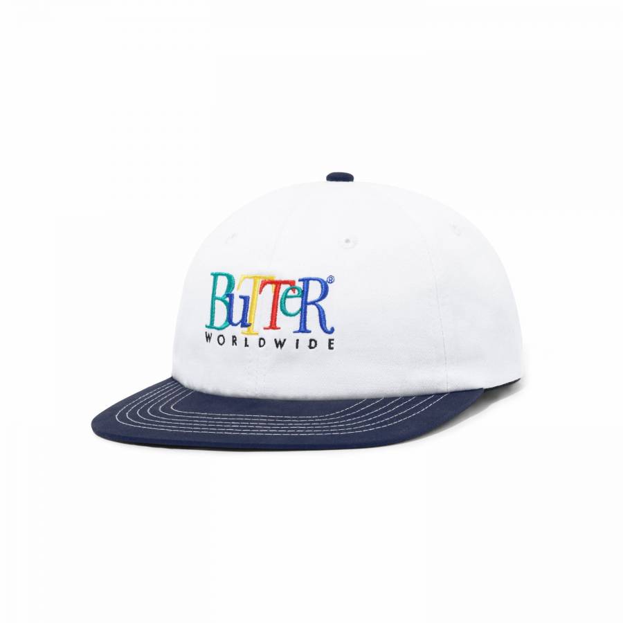 Butter Goods Jumble 6 Panel Cap - White / Navy