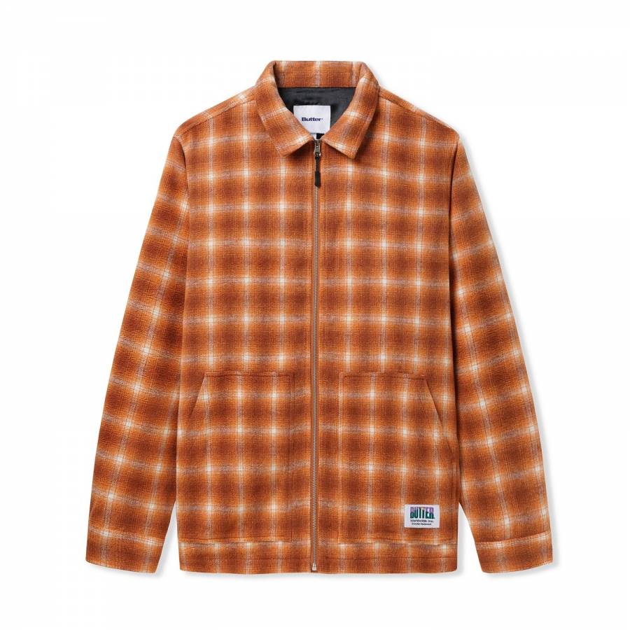 Butter Goods Chore Plaid Overshirt - Burnt Orange