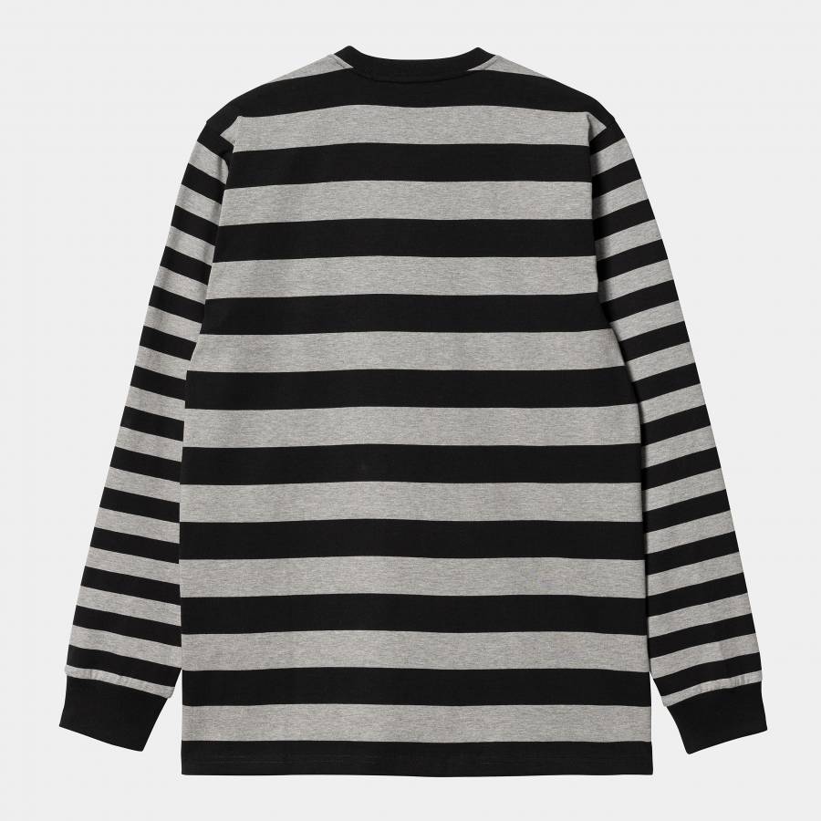 Carhartt WIP L/S Merrick Pocket T-Shirt - Merrick Stripe / Black / Grey Heather
