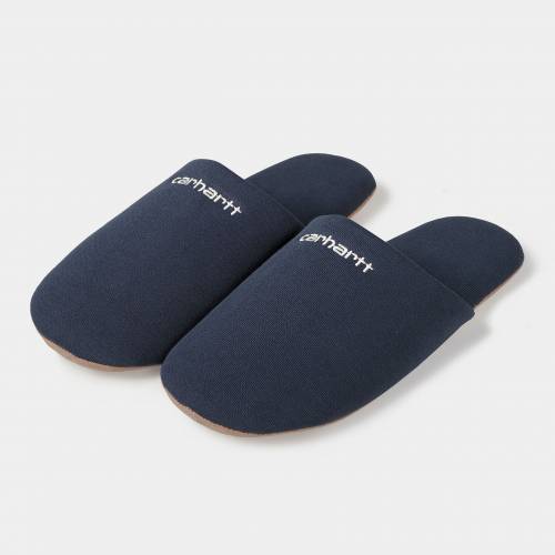 Carhartt WIP Script Embroidery Slippers - Enzian / White
