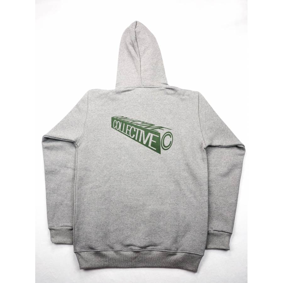 Collective Box 3D Hoodie - Grey Heather / Green