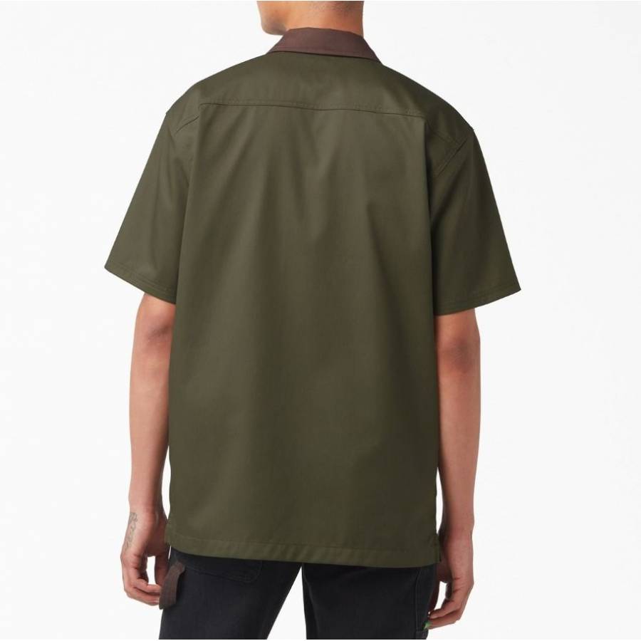 Dickies Vincent Alvarez Block Collar Shirt - Military Green