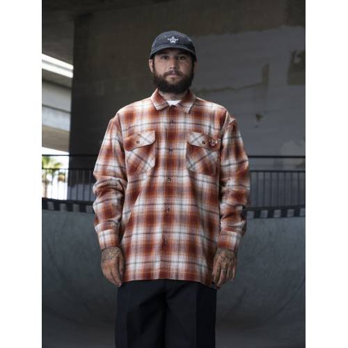 Dickies Ronnie Sandoval Long-Sleeve Shirt - Burnt Ombre Plaid