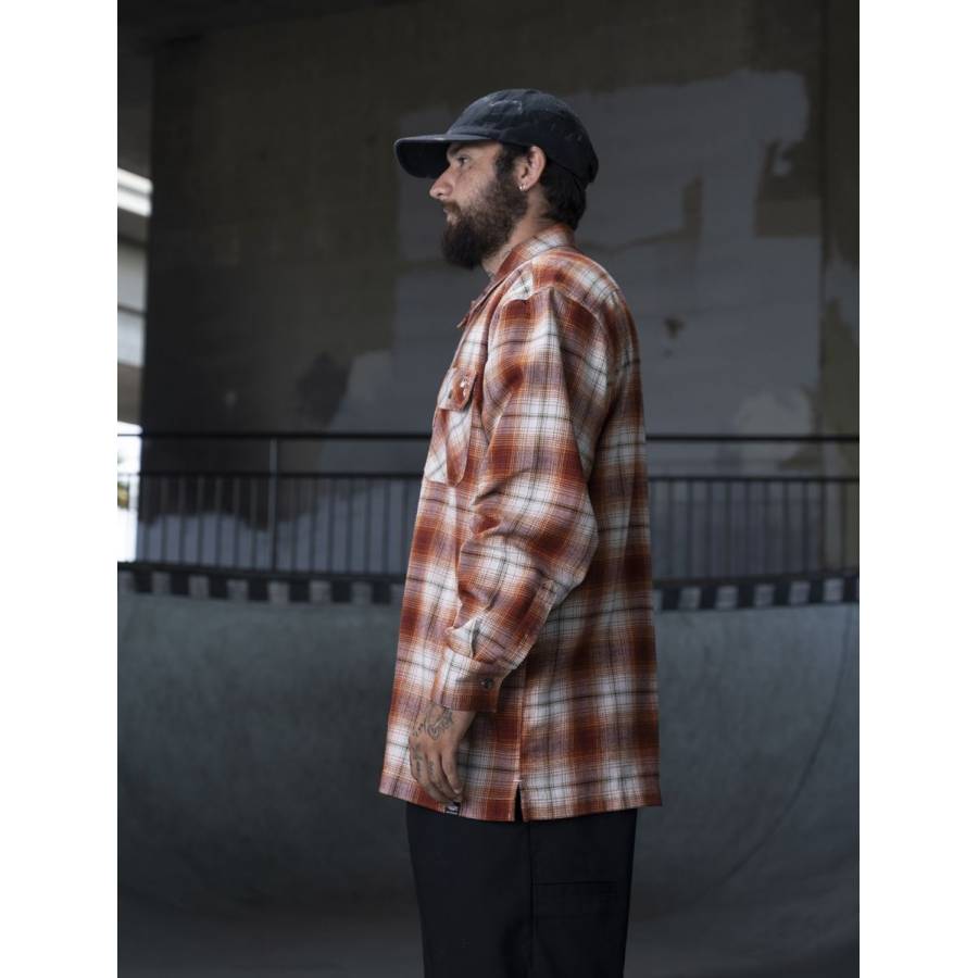 Dickies Ronnie Sandoval Long-Sleeve Shirt - Burnt Ombre Plaid