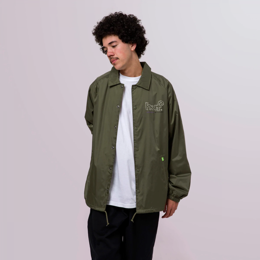 Huf Drop Out Coaches Jacket - Forest Green