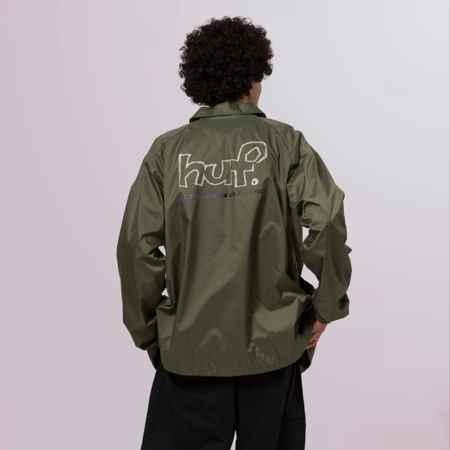 Huf Drop Out Coaches Jacket - Forest Green