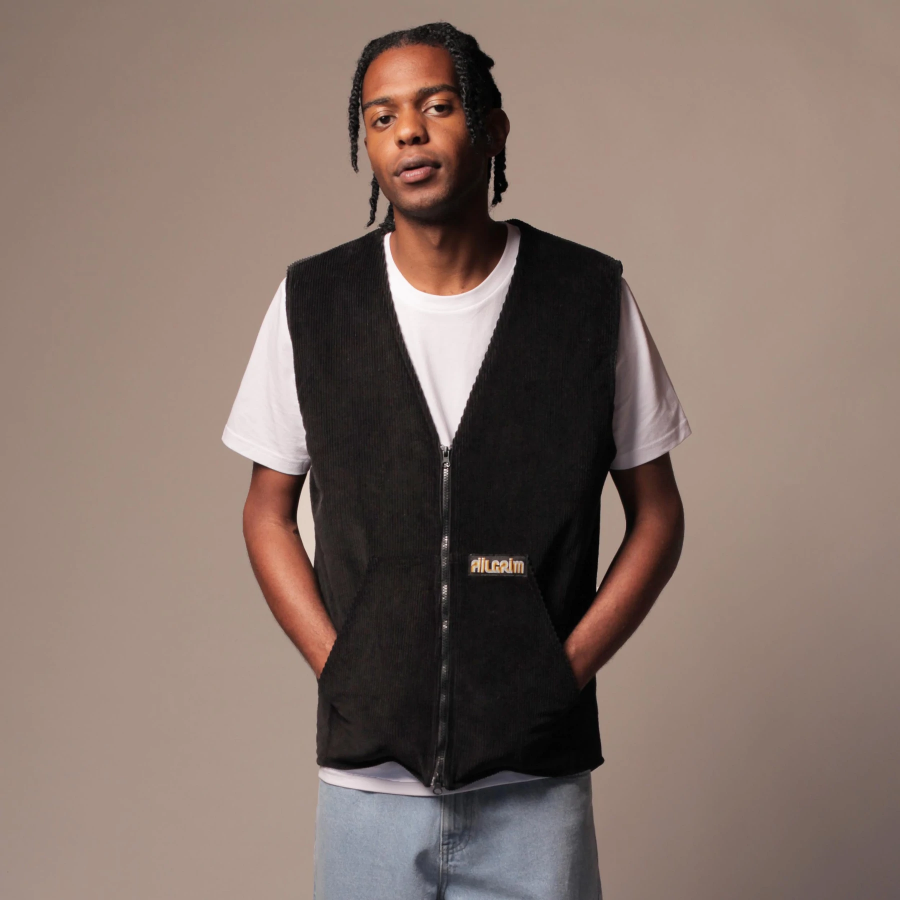 Piilgrim Radiate Corduroy Gilet - Black