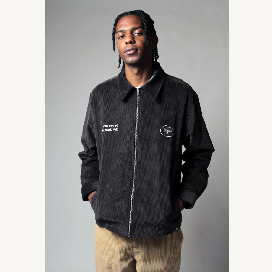 Piilgrim Watching Moons Corduroy Jacket - Charcoal