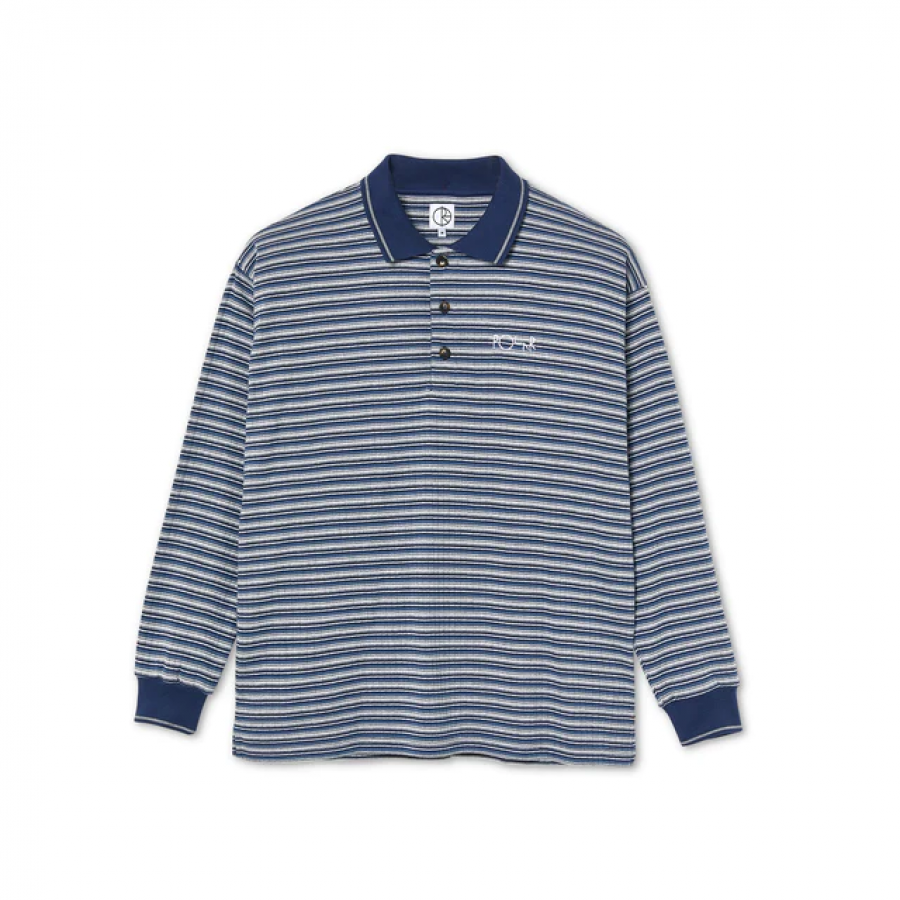 Polar Stripe Polo Longsleeve Shirt - Navy