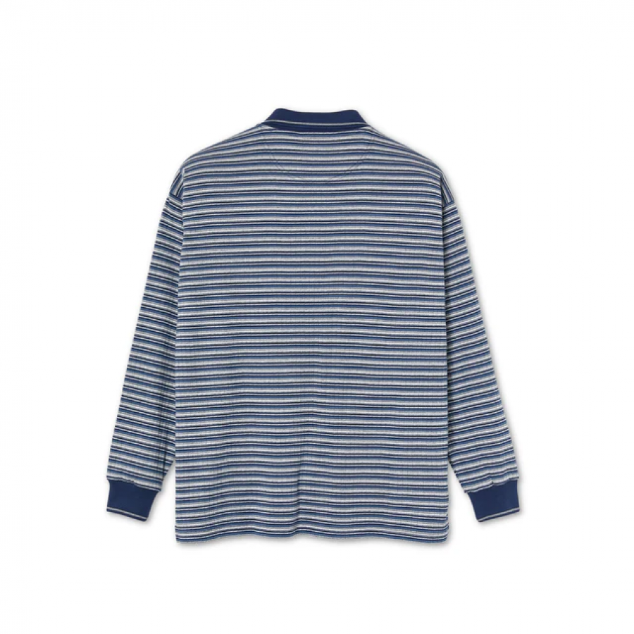 Polar Stripe Polo Longsleeve Shirt - Navy
