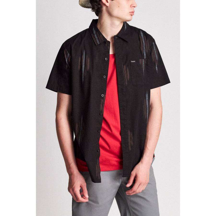 Brixton Charter Print S/S Woven Shirt - Black / Red