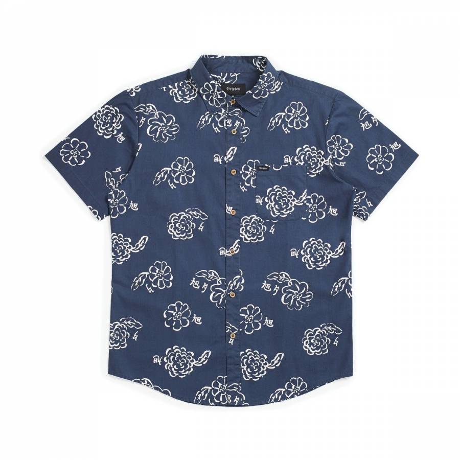 Brixton Charter Print S/S Woven - Navy / Off White