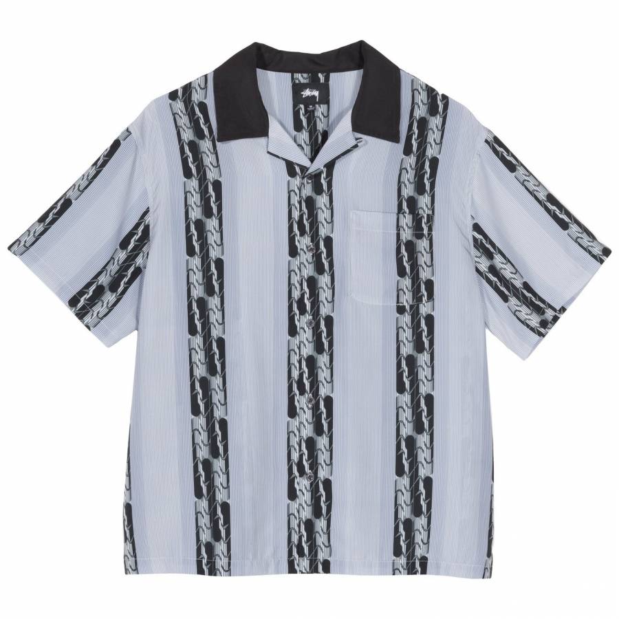 Stussy Deco Striped Shirt - Light Blue