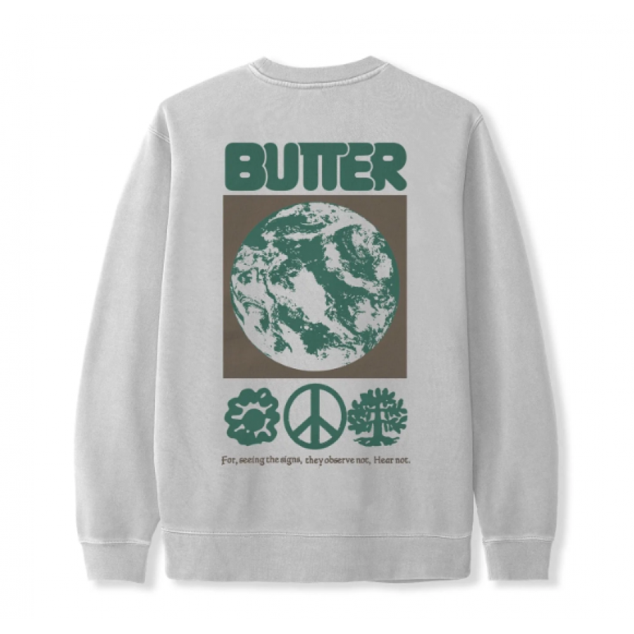 Butter Goods On Earth Crewneck Sweatshirt - Cement