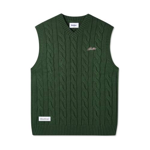 Butter Cable Knit Vest - Forest