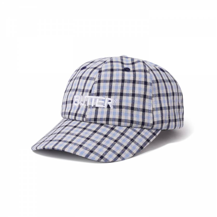 Butter Gingham 6 Panel Cap - Pale Blue / Midnight