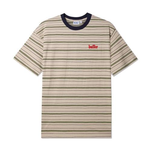 Butter Park Stripe T-Shirt - Tan / Black / Lime