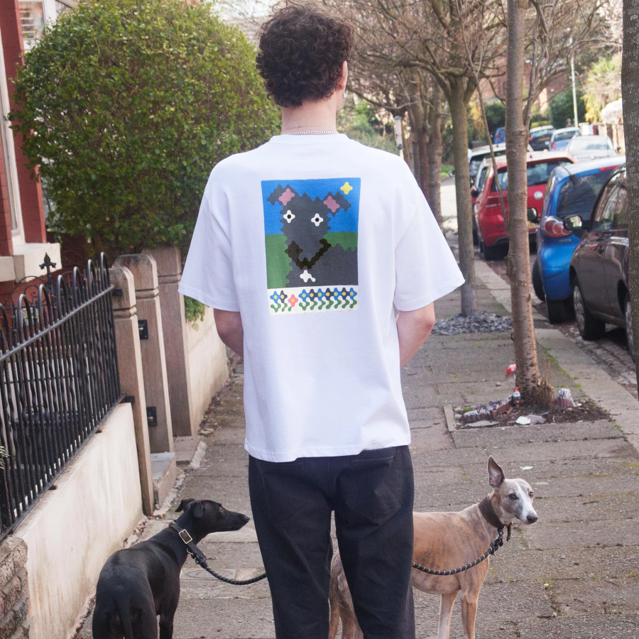 Blue Flowers Patsy T-shirt - White