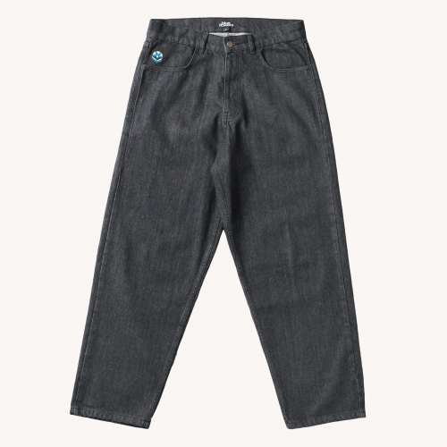 Blue Flowers Denim Jeans - Washed Black