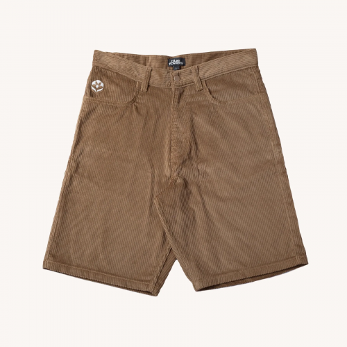 Blue Flowers Bud Corduroy Shorts - Dark Sand