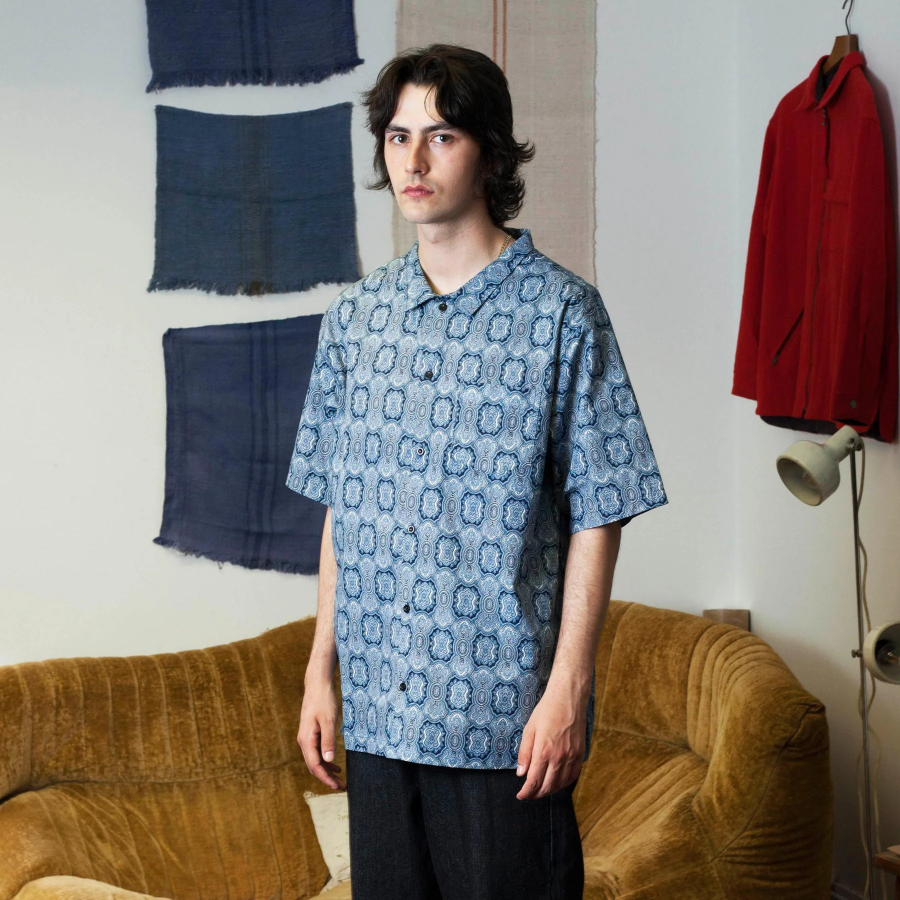 Blue Flowers Baglari Shirt - Blue