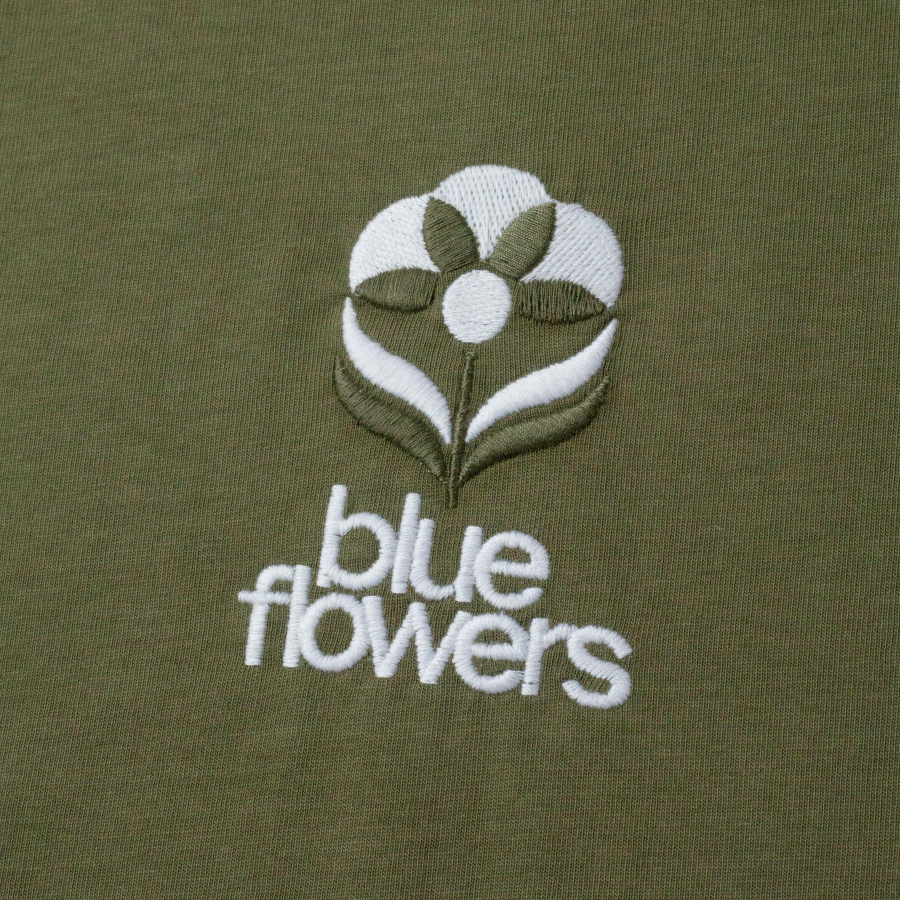Blue Flowers Flower T-shirt - Earth Green