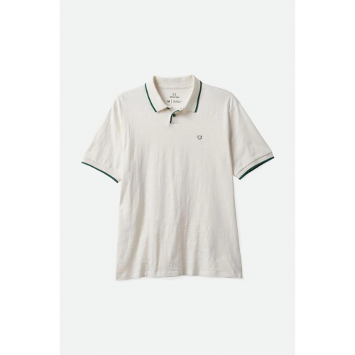 Brixton Proper Slub S/S Polo - Off White/Spruce