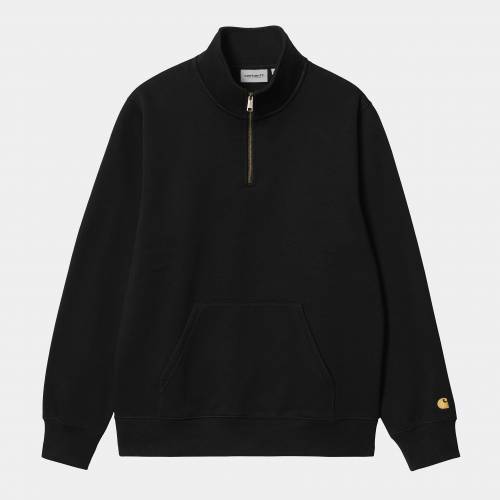 Carhartt WIP Chase Neck Zip Sweatshirt - Black / Gold