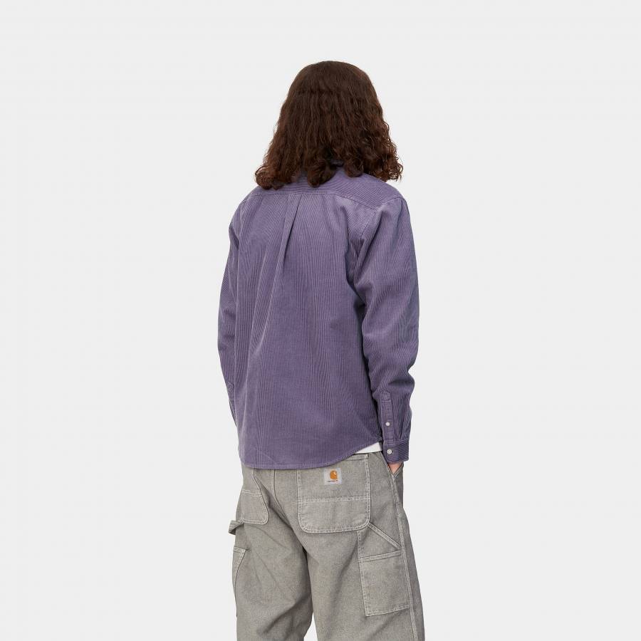 Carhartt WIP L/S Madison Cord Shirt - Glassy Purple / Black