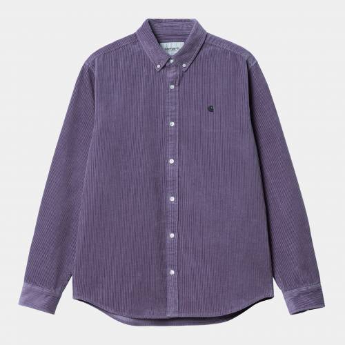 Carhartt WIP L/S Madison Cord Shirt - Glassy Purple / Black