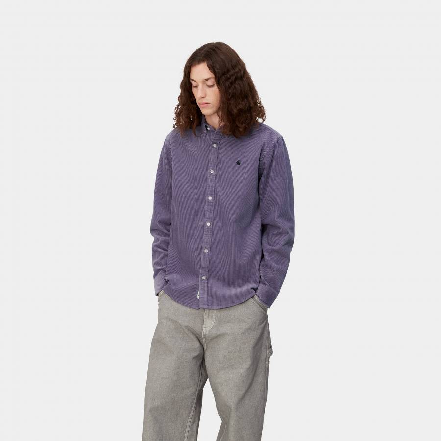 Carhartt WIP L/S Madison Cord Shirt - Glassy Purple / Black