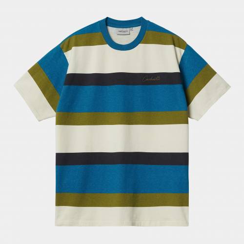 Carhartt WIP S/S Crouser Stripe T-Shirt - Amalfi (heavy stone wash)