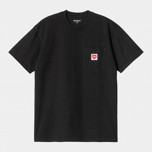 Carhartt WIP S/S Pocket Heart T-Shirt - Black / Red