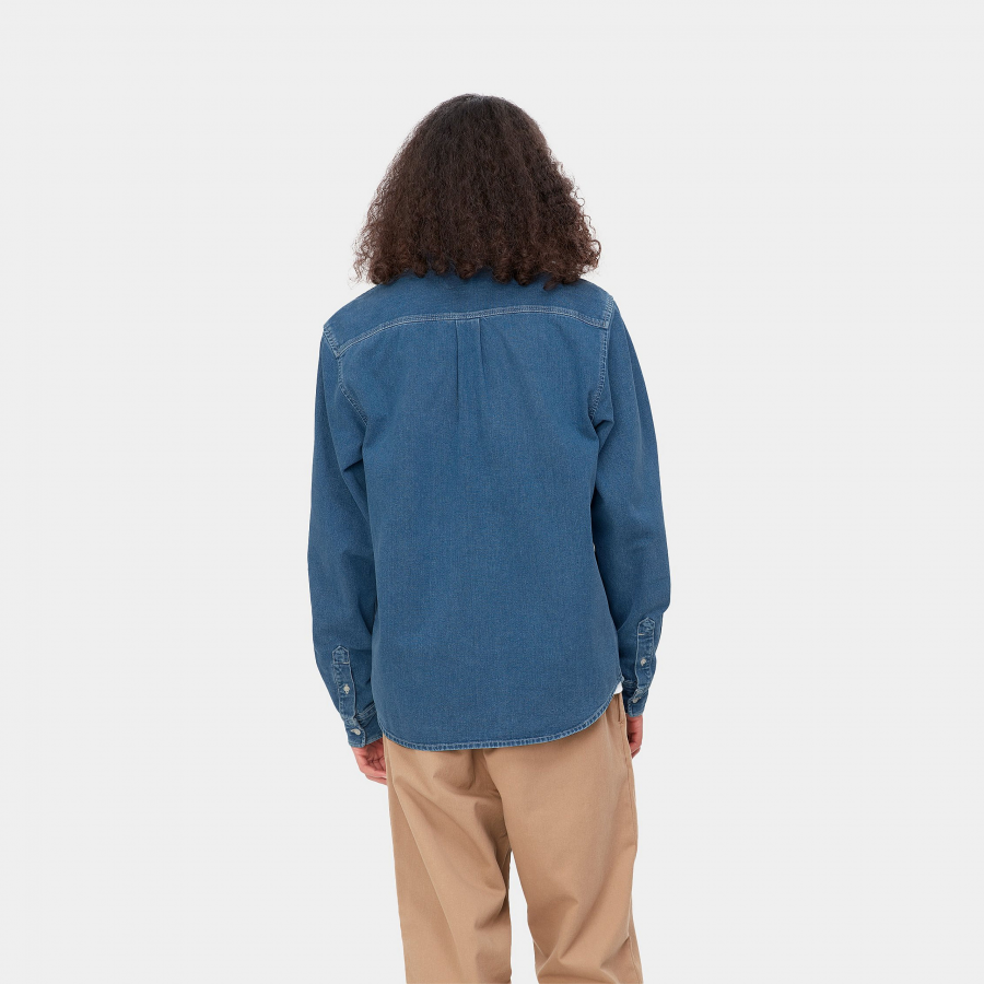 Carhartt WIP L/S Weldon Shirt - Blue (heavy stone wash)