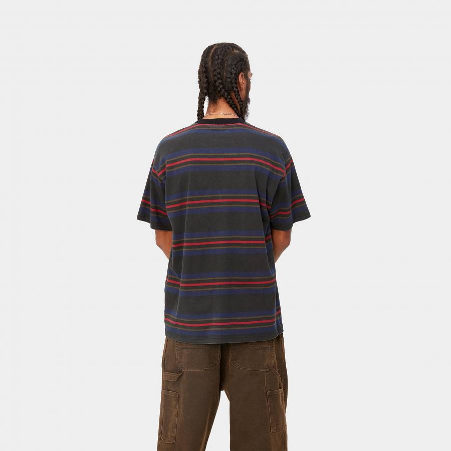 Carhartt WIP S/S Oregon T-Shirt - Starco Stripe / Black (Heavy Stone Wash)