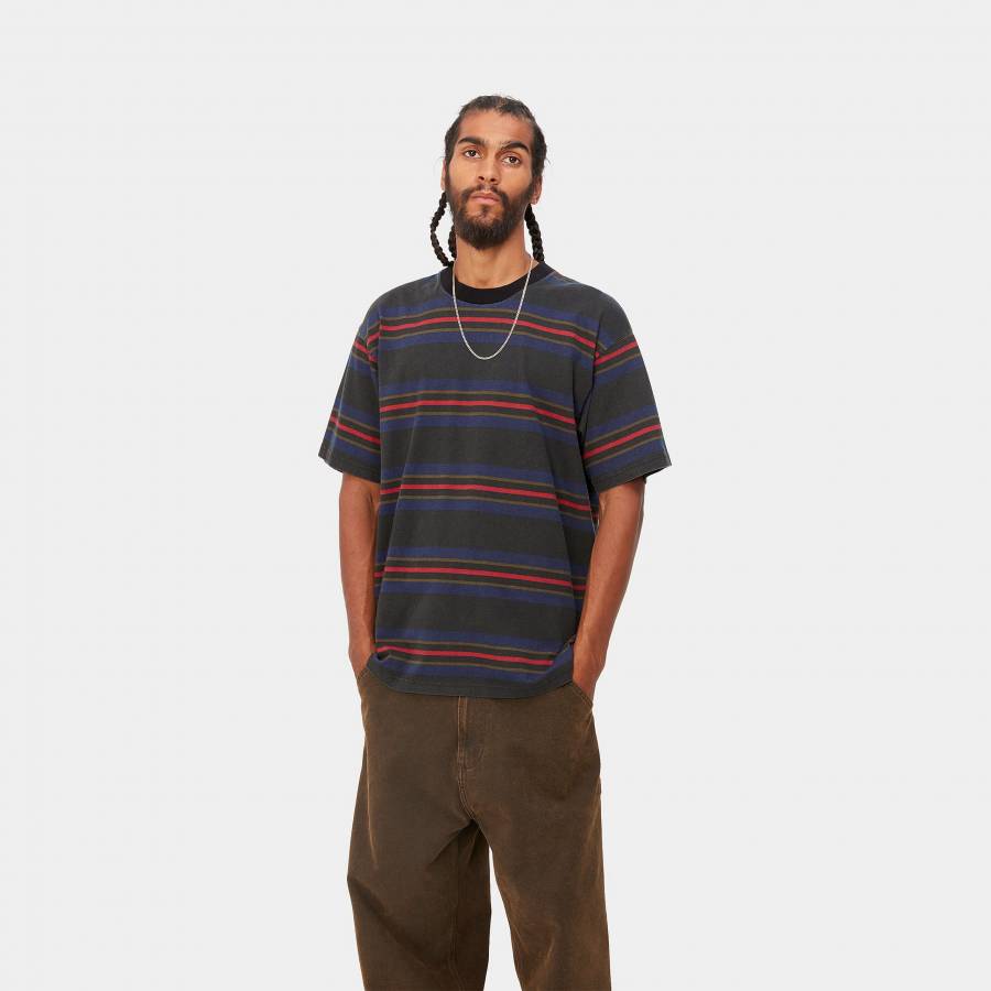 Carhartt WIP S/S Oregon T-Shirt - Starco Stripe / Black (Heavy Stone Wash)