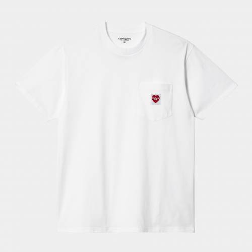 Carhartt WIP S/S Pocket Heart T-Shirt - White / Red