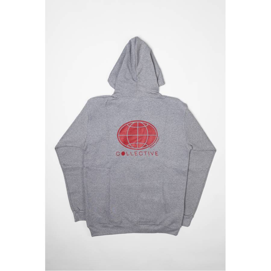 Collective World Hoodie - Grey Heather / Red 