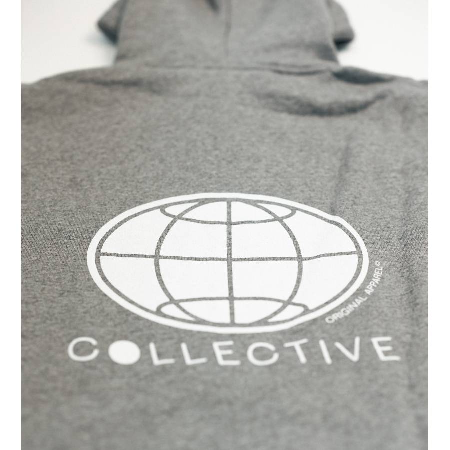 Collective World Hoodie - Grey Heather / White